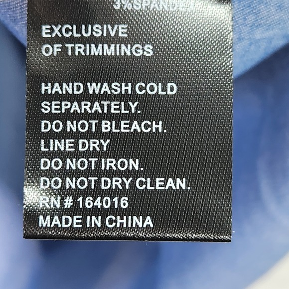 Calessa Womens Plus 3X Indigo Blue Embroidered Sleeve Denim Shirt Blouse Top New - Picture 8 of 8